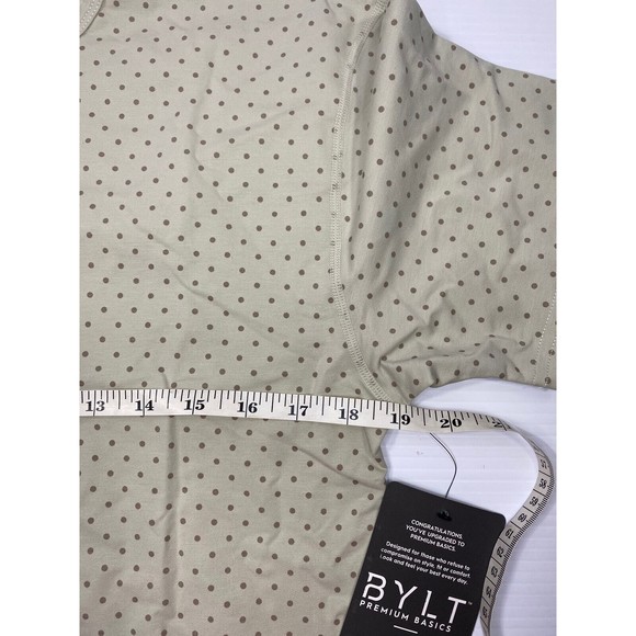 BYLT Mens Limestone & Sand Polka Dot Drop Cut Short Sleeve Lux Tee Stretch Sz Sm - Picture 6 of 8